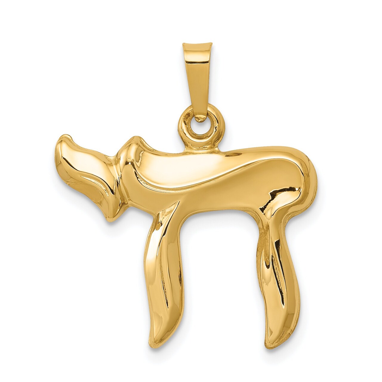 14K Yellow Gold Chai Pendant Charm Jewish Jewelry 24mm x 20mm